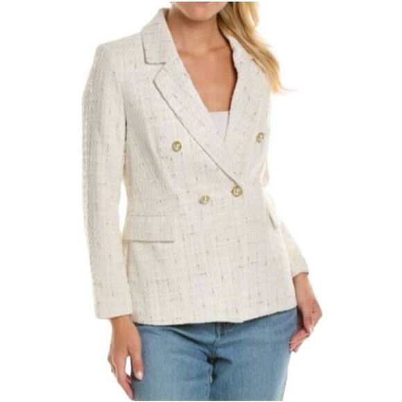 NANETTE LEPORE CLAPTON BOUCLE JACKET CREAM & GOLD TWEED SZ.S NWT - Picture 1 of 12